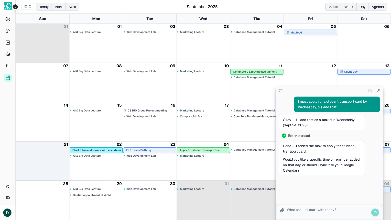Clearo calendar view screenshot
