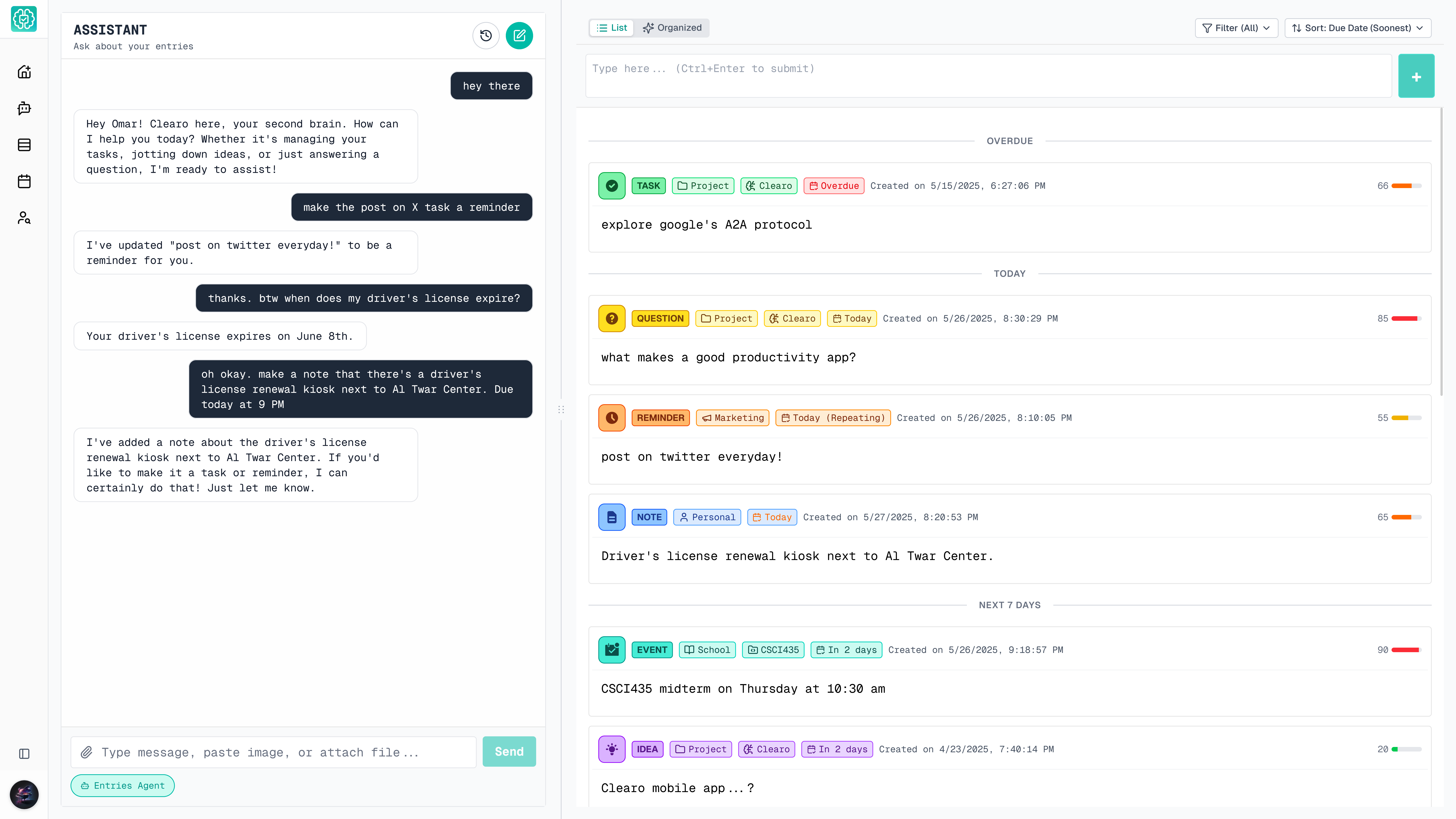 Clearo application screenshot